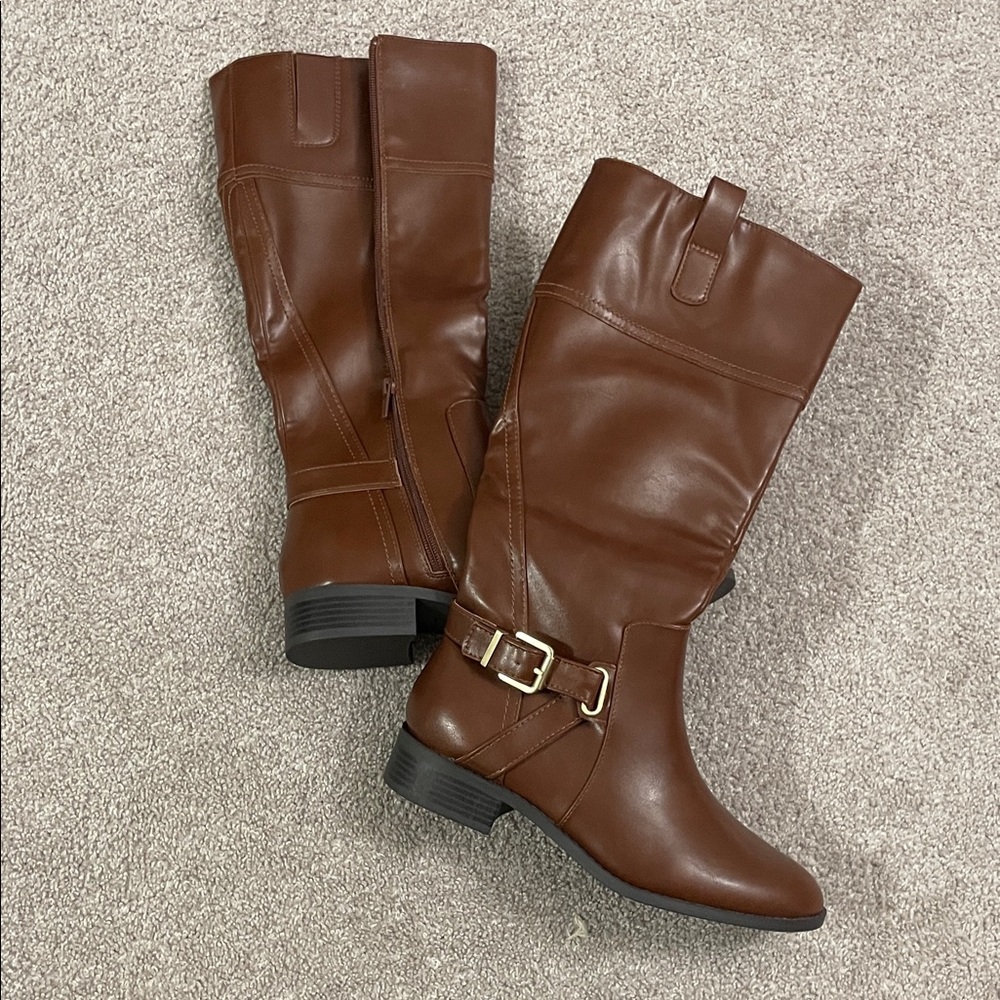 St. John's Bay Brown Leather Moto Boots